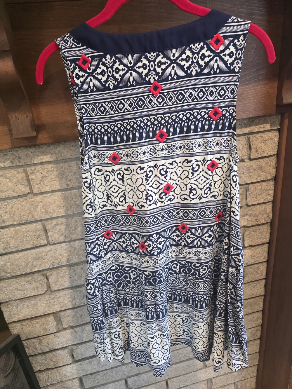 THML Navy Blue White Dress with Pink Embroidery - Picture 5 of 6